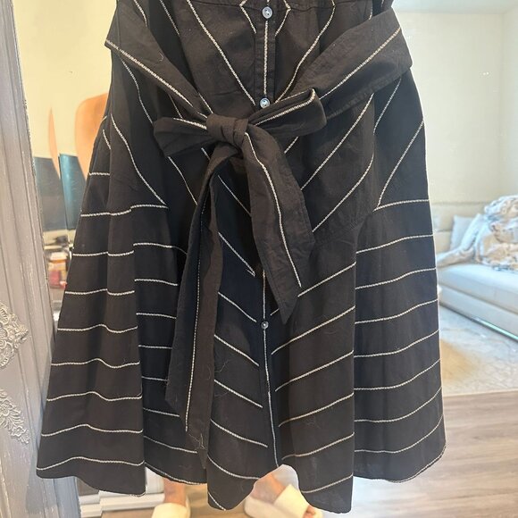 La Vie Rebecca Taylor Chevron Pinstripe Belted Shirt Dress Short Sleeve XS - Picture 3 of 8
